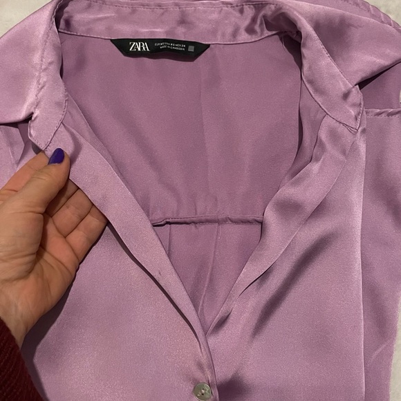 ZARA- Flowy Satin Effect Shirt - Picture 8 of 10